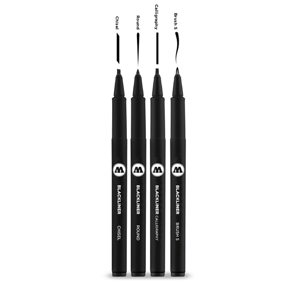 Molotow Blackliners - 0.05 - 1 MM, CHISEL, ROUND, BRUSH S, CALLIGRAPHY